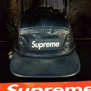 Supreme SS18 Navy Coated Linen Camp Cap